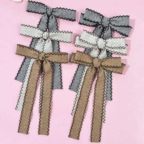 Fermaglio per Capelli a Fiocco in Tessuto Vintage Con Nastro Lungo Elegante Fatto a Mano Fiocco Grande per Donna