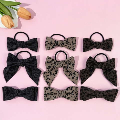 Elegante Set Clip per Capelli e Elastico con Fiocco Leopardato Fiocco in Tessuto e Nastro per Donna Ragazza Accessori per Capelli