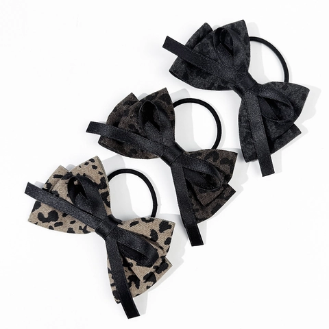 Elastico per Capelli con Fiocco Leopardato Moda Vintage Tessuto di Raso Alta Elasticità Elegante Accessorio per Capelli Donna