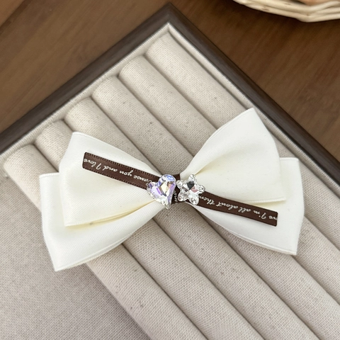 Barrettes à Cheveux Nœud Style Français Avec Strass Cœur Étoile Élégante Douce Pince Bec de Canard Accessoires Cheveux