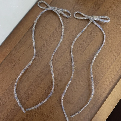 Pinza para el Cabello con Lazo de Lana Hecha a Mano Estilo Ballet Dulce Cinta Larga Ganchillo Accesorio para el Pelo Mujer Niñas