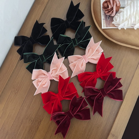 Pinzas para el Cabello con Lazo de Terciopelo Vintage para Mujeres Niñas Elegantes Color Sólido Horquillas de Lazo Grande Accesorios