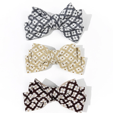 Vintage French Floral Bow Tie Brooch For Women Preppy Jacquard Fabric Bow Pin Clothing Decoration Accessory For Shirt