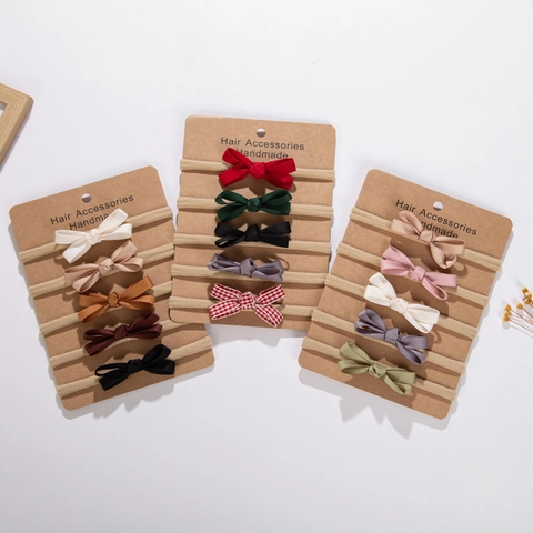 Diadema con Lazo para Bebé Hecha a Mano Diademas de Nailon de Alta Elasticidad para Niñas Color Sólido Accesorios para el Cabello