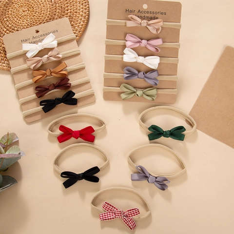 Diadema con Lazo para Bebé Hecha a Mano Diademas de Nailon de Alta Elasticidad para Niñas Color Sólido Accesorios para el Cabello