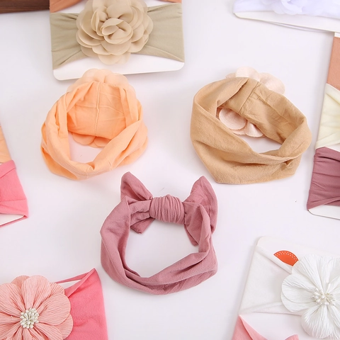 Juego de Diademas de Nailon para Bebé Flor de Chifón Lazo Banda Elástica Suave para el Cabello Tocado para Bebés y Niñas Accesorios para el Pelo