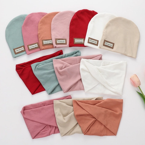Kids Knitted Beanie And Scarf Set Warm Winter Solid Color Ribbed Hat Neck Warmer For Boys Girls Casual Daily Accessories