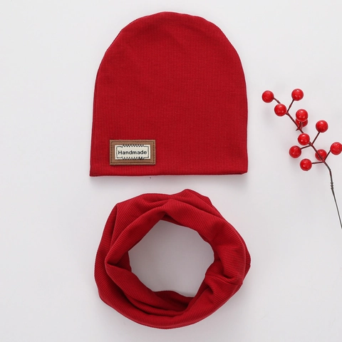 Kids Knitted Beanie And Scarf Set Warm Winter Solid Color Ribbed Hat Neck Warmer For Boys Girls Casual Daily Accessories