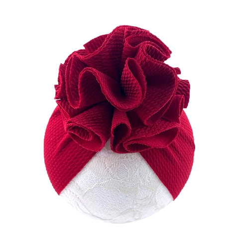 Diadema de Punto de Gofre para Niños Con Flor Grande Banda Elástica para el Cabello para Bebés Turbante de Color Sólido