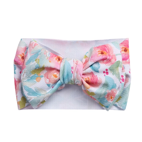 Baby Girls Floral Bow Headband Elastic Fabric Hair Band For Infants Kids Handmade Bowknot Headwrap Cute Photography Accessories