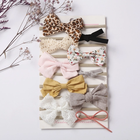 Fasce per Capelli con Fiocco per Neonata in Nylon Elastico Accessori per Capelli per Bambini Morbido Fiocco Fatto a Mano Assortito