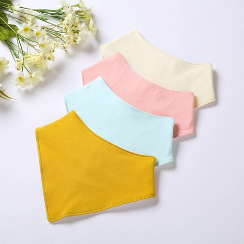 Soft Cotton Baby Bandana Bibs For Boys Girls Solid Color Double Layer Snap Button Drool Bibs For Newborn Toddler Infants