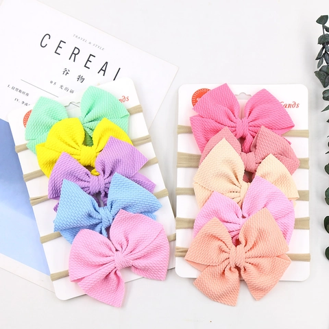 Baby Girls Soft Waffle Bow Headbands Elastic Nylon Hair Bands For Newborn Infants Toddlers Kids Hair Accessories