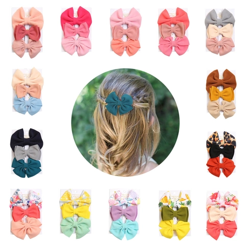 Handmade Waffle Fabric Bow Hair Clips Assortment For Toddler Baby Girls Cute Sweet Polyester Hair Accessories Collection