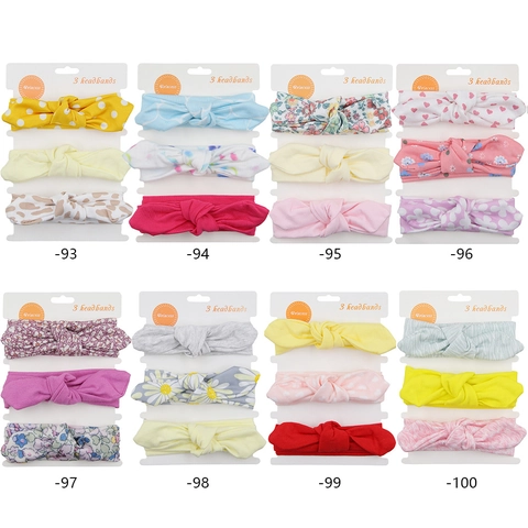 Baby Girl Bow Headbands Elastic Nylon Rabbit Ear Hair Bands Floral Polka Dot Infant Toddler Handmade Hair Styling Accessories