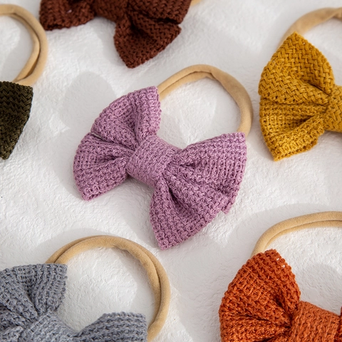 Baby Knit Bow Headband Soft Cotton Elastic Nylon Hair Band For Toddler Infant Girls Newborn Cute Hair Accessories