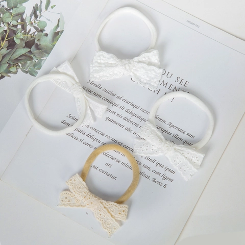 Fascia per Capelli con Fiocco in Pizzo per Neonati in Nylon Morbido ad Alta Elasticità per Neonata Fotografia Accessori