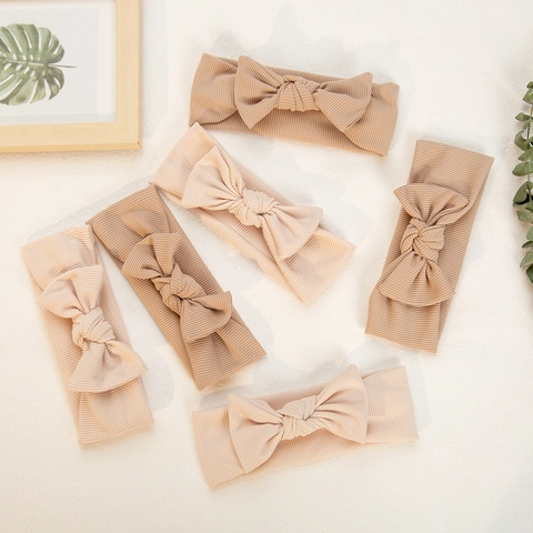 Kids Baby Bow Headband Ribbed Knitted Soft Elastic Solid Color Hair Band For Infants Newborns Toddlers Hair Accessories