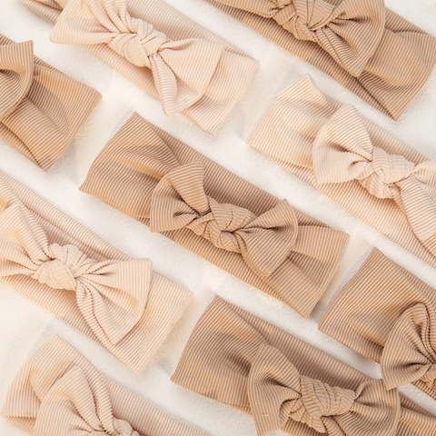 Kids Baby Bow Headband Ribbed Knitted Soft Elastic Solid Color Hair Band For Infants Newborns Toddlers Hair Accessories