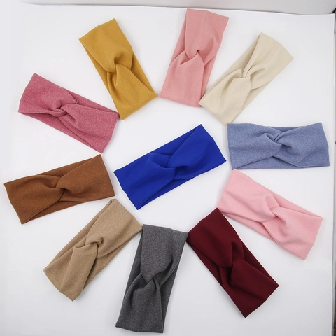Kids Baby Soft Cashmere-Like Elastic Headband Twist Knot Wide Hair Band Solid Color Hair Accessories For Toddler Girls