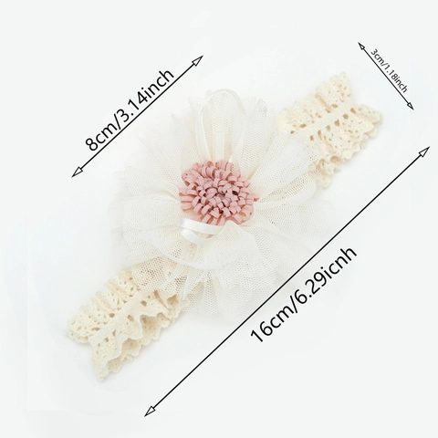 Fascia per Capelli con Fiori in Pizzo per Neonati Dolce Fascia Elastica 3D Floreale in Rete per Fotografia di Bambini