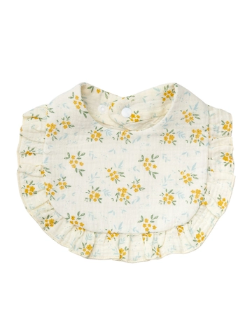 Soft Cotton Gauze Baby Ruffle Drool Bib Floral Heart Print Infant Bib Absorbent Feeding Saliva Towel With Adjustable Snaps