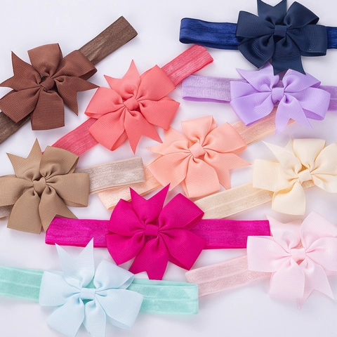 High Elastic Baby Bow Headband For Newborn Toddler Girls Grosgrain Ribbon Swallowtail Bow Solid Color Soft Hair Band For Daily Photography Props Hair Accessories