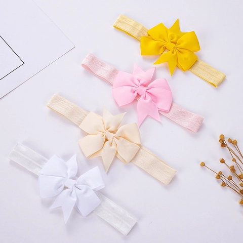 High Elastic Baby Bow Headband For Newborn Toddler Girls Grosgrain Ribbon Swallowtail Bow Solid Color Soft Hair Band For Daily Photography Props Hair Accessories