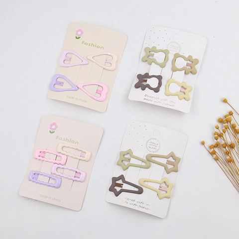 Juego de Pinzas para el Cabello de Aleación Color Macarrón Dulce Estrella Corazón Forma Ondulada Clips Laterales BB Horquillas Mate para Niños