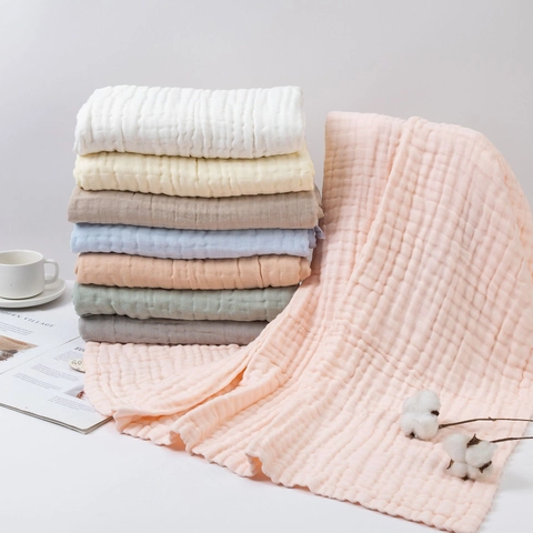 Multilayer Muslin Cotton Baby Blanket Soft Absorbent Crinkle Gauze Bath Towel For Newborns Breathable Swaddle Wrap Home Essentials