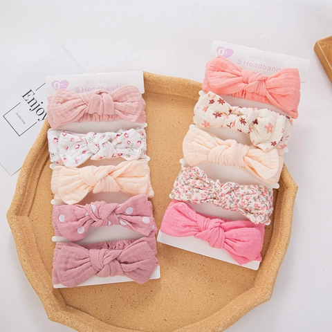 Soft Cotton Baby Headbands Elastic Floral Bow Headband Set For Infants Toddlers Cute Bunny Ears Hair Accessories