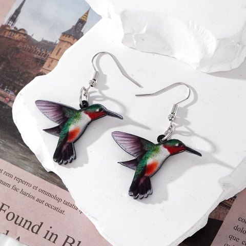Orecchini a Goccia in Acrilico con Uccelli Retro per Donna Artistici Stampati Pappagallo Gufo Aquila Gioielli a Forma di Animale