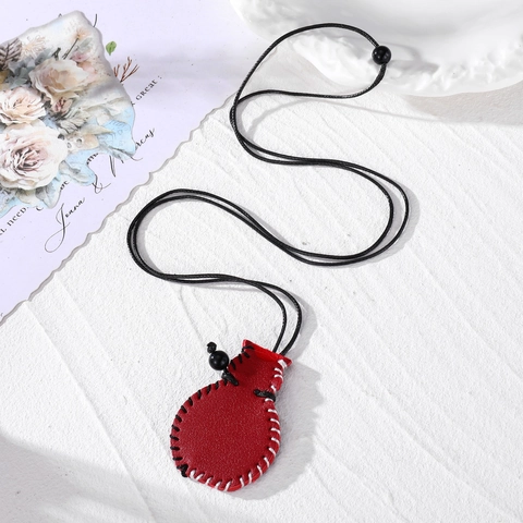 Retro PU Leather Small Bag Pendant Necklace For Women Handmade Multi-Functional Earphone Coin Storage Bag Long Rope Jewelry