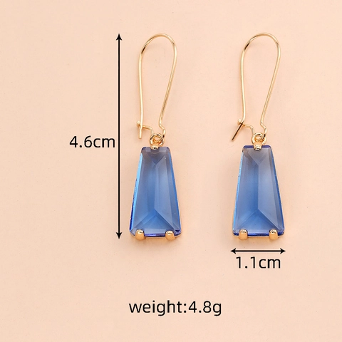 Boucles d'Oreilles Pendantes Trapèze Géométriques Minimalistes en Cuivre Cristal Artificiel Facetté Bijoux de Fête pour Femme