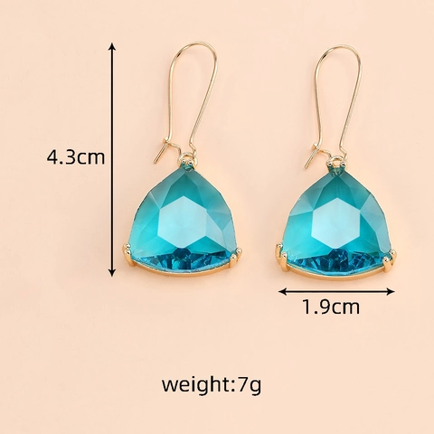 Leichter Luxus Geometrische Dreieck Künstliche Kristall Tropfen Ohrringe Für Damen Vergoldete Legierung Facettiertem Glas Schmuck Ohrringe