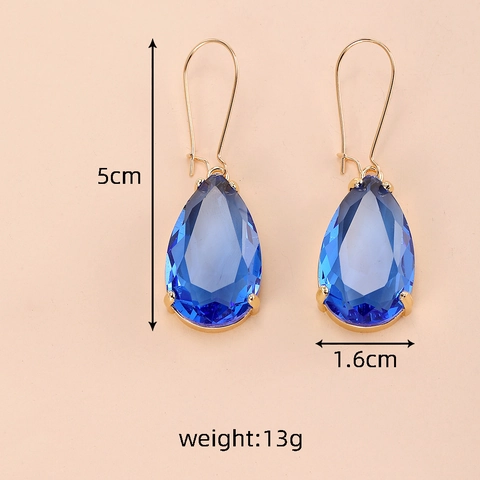 Pendientes de Gota de Cristal de Gota de Agua Elegantes para Mujer Pendientes de Forma de Pera Incrustados de Aleación