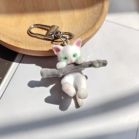 Simpatico Portachiavi con Animali Flaccati in Resina Gatto Lontra Ciondolo per Borsa Soffice Portachiavi Accessorio per Donna Bambini Zaino