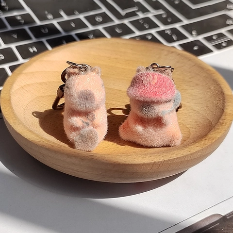Süßer Capybara Schlüsselanhänger Beflockte Mini Tierfigur Kawaii Wasserschwein Tasche Anhänger 3D Harz Schlüsselring Für Damen