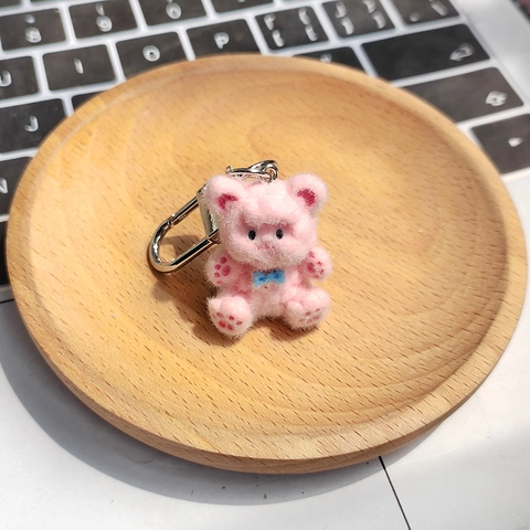 Portachiavi con Orsetto Fioccato Carino Ciondolo Animale di Peluche per Borsa Accessori Portachiavi Decorativi Regalo Donna