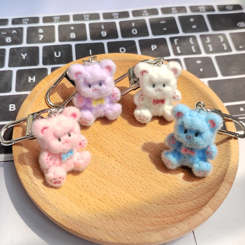 Portachiavi con Orsetto Fioccato Carino Ciondolo Animale di Peluche per Borsa Accessori Portachiavi Decorativi Regalo Donna