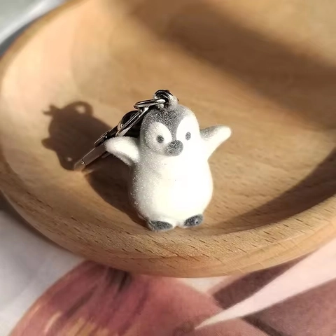 Süße Cartoon Beflockte Pinguin Schlüsselanhänger Pelz Simulation Tier Anhänger Mode Tasche Zubehör Schlüsselring Geschenk