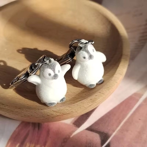 Süße Cartoon Beflockte Pinguin Schlüsselanhänger Pelz Simulation Tier Anhänger Mode Tasche Zubehör Schlüsselring Geschenk