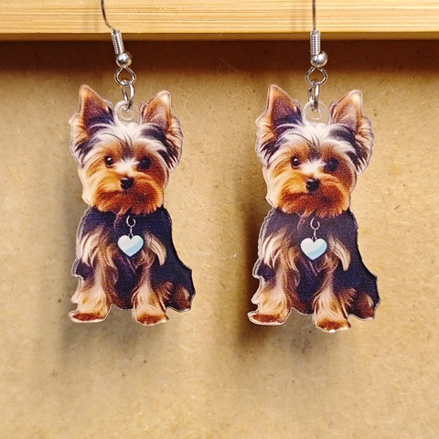 Cute Acrylic Realistic Dog Drop Earrings For Women Personalized Double Sided Printed Yorkshire Dalmatian Animal Jewelry