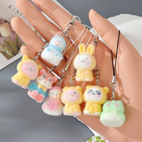 Simpatici Portachiavi Animali Fioccati Pendente in Resina Orso Foca Coniglio Charme Telefono Cartone Animato Decorazione Borsa Regalo