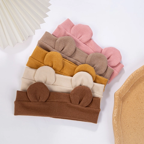 Süßes Baby Elastisches Bärenohren Stirnband Einfarbig Strick Haarband Weich Komfortabel Neugeborene Säugling Haarschmuck Für Alltag