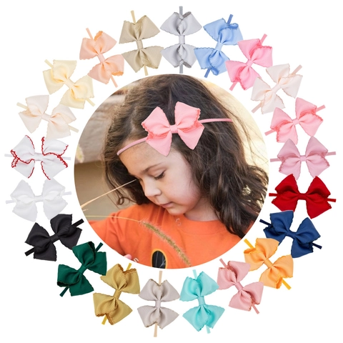Baby Mädchen Stirnband Mit Wellenkante Schleife Elastisches Nylon Grosgrain Band Haarband Neugeborene Kinder Handgefertigt Haarschmuck