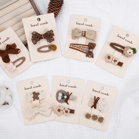 Handgefertigte Karierte Schleife Und Blume Haarklammern Set Für Damen Kinder Vintage Spitze Stickerei Stoff Entenschnabelklemmen Süße Pastorelle Haaraccessoires