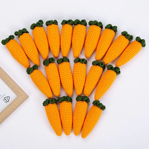 Handmade Crochet Carrot Hanging Decoration Wool Yarn Veggie Ornament For Easter Party Decor Photography Prop Home Accessory