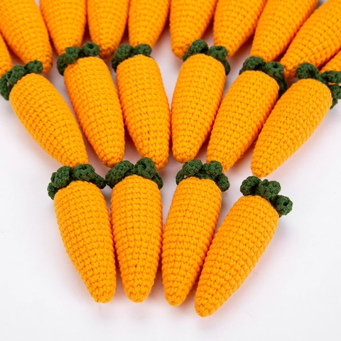 Handmade Crochet Carrot Hanging Decoration Wool Yarn Veggie Ornament For Easter Party Decor Photography Prop Home Accessory