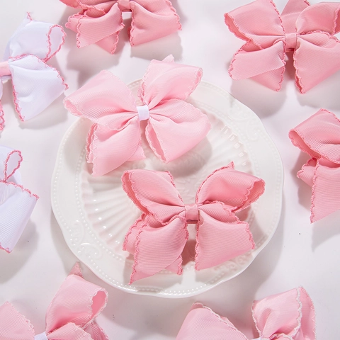 Girl's Cute Ribbon Bow Hair Clips Polyester Grosgrain Alloy Duckbill Clip With Wave Stitching Edge Daily Kids Hair Accessories